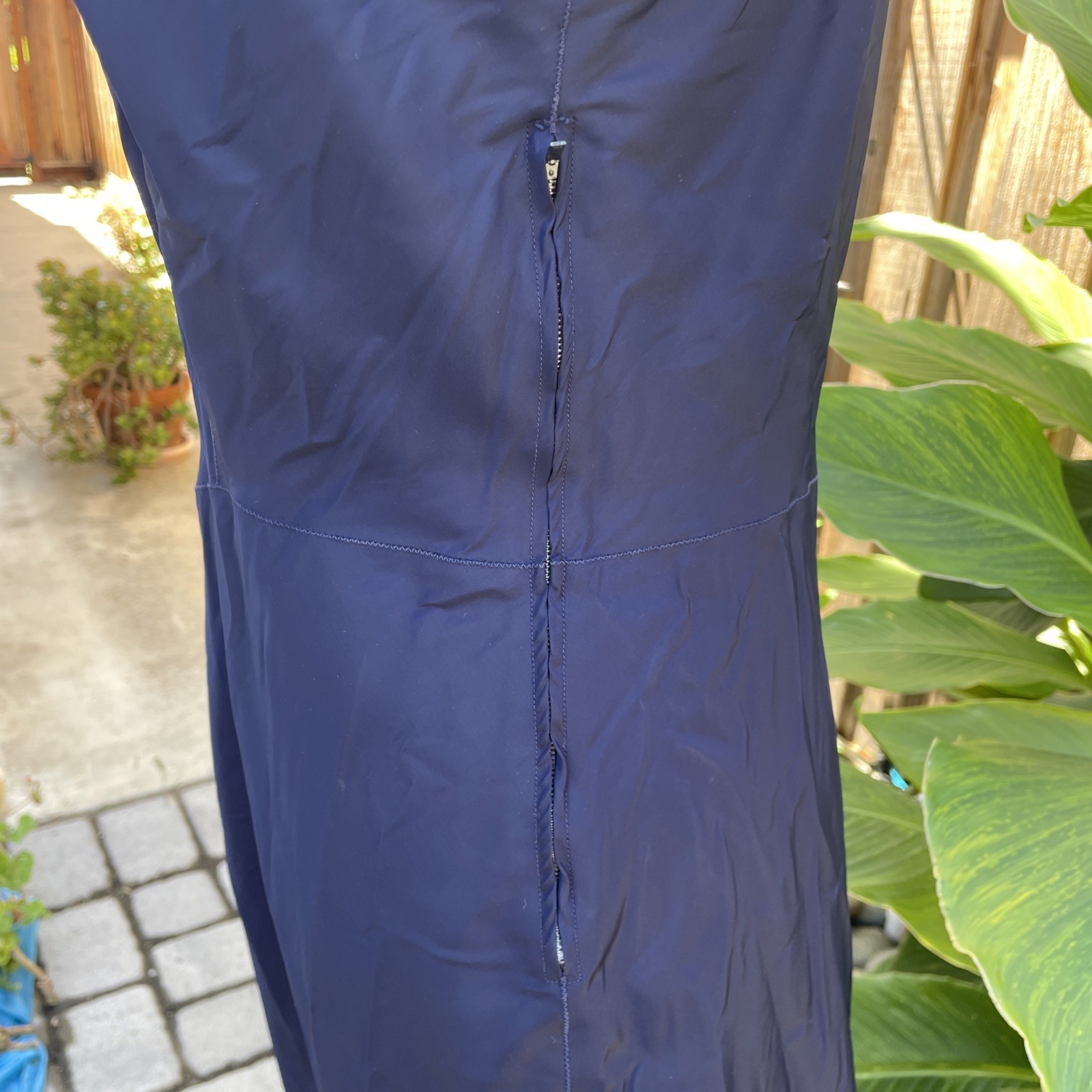 VTG 50’s BARBIZON Endear Tafredda Full Slip Dress Sz S-M Navy Blue Pleat Hem Zip