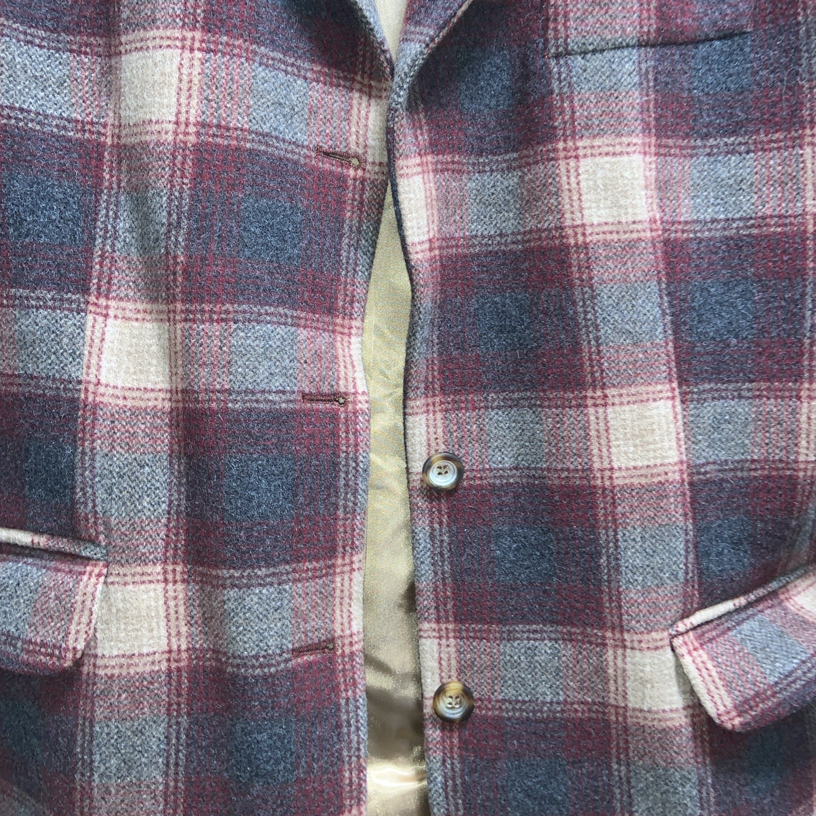 VTG L.L. Bean Women’s Plaid Wool Cashmere Blend Button Up Blazer Jacket – Sz 16p