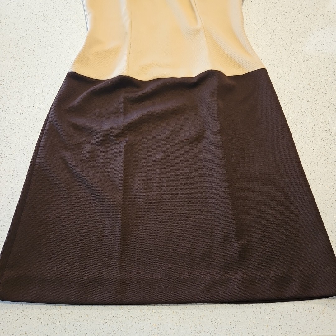 Vtg Hob Nobber Sheath Dress Womens S Brown Beige 60s Mod Double Knit Stretch