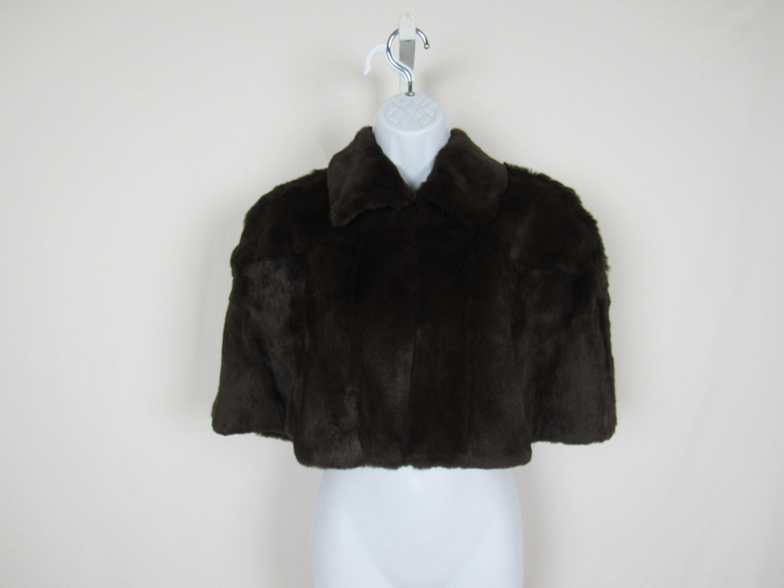 VTG 1990 2000s? NYGARD COLLECTION ANGORA RABBIT FUR CAPE PETITE 10-12 DARK MOCHA
