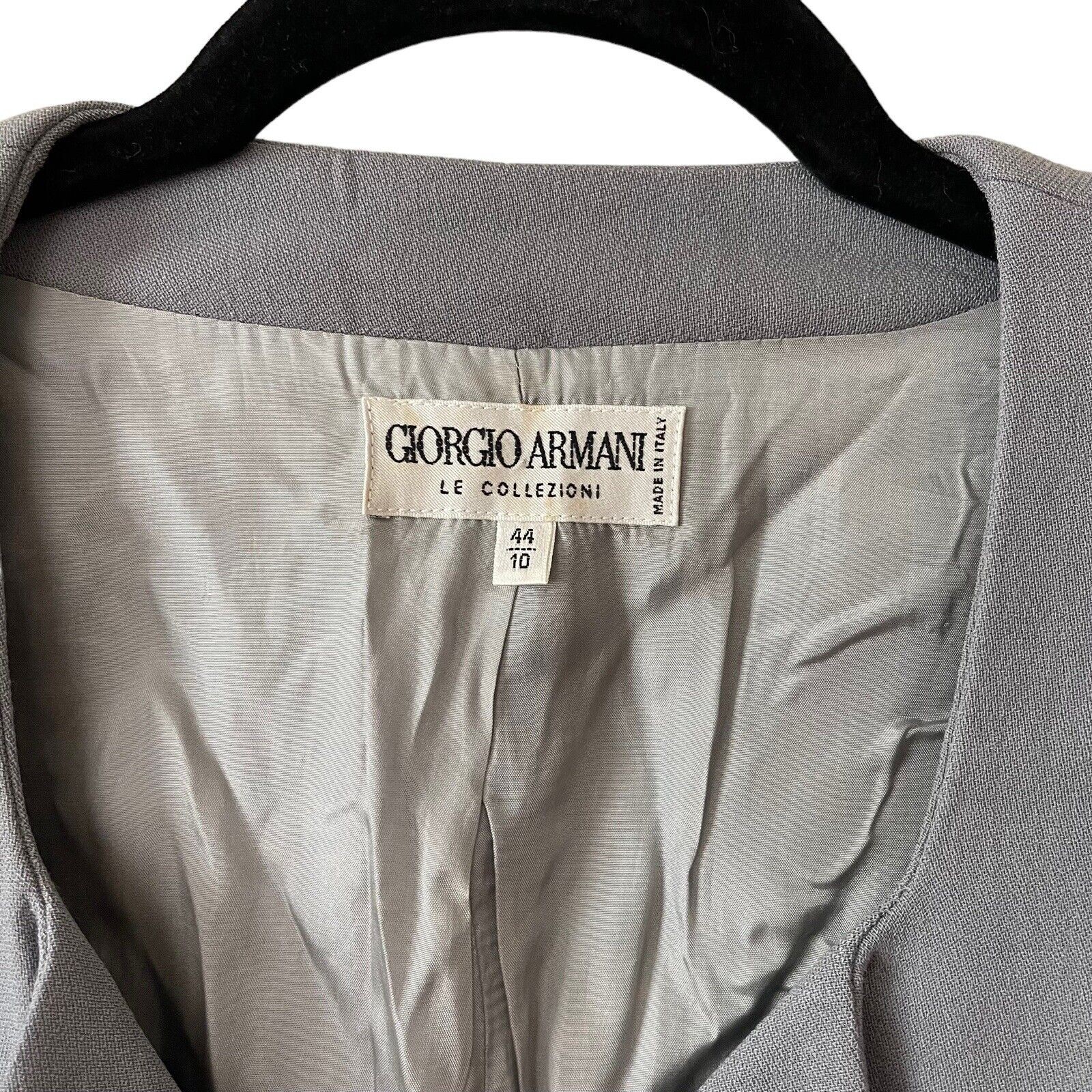 Giorgio Armani Le Collezioni US 10 Blazer Jacket Womens Vintage Wool Blue Gray