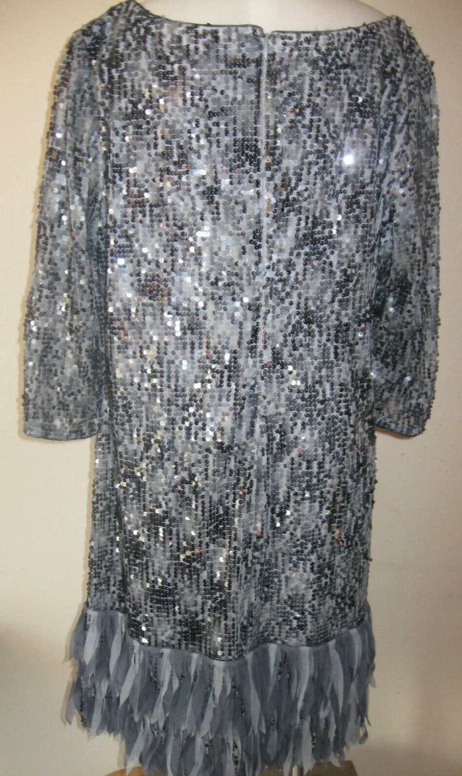 Vintage Silver Sequin Dress Ignite Evening wispy Sparkle Glitzy Dance Dressy 24W