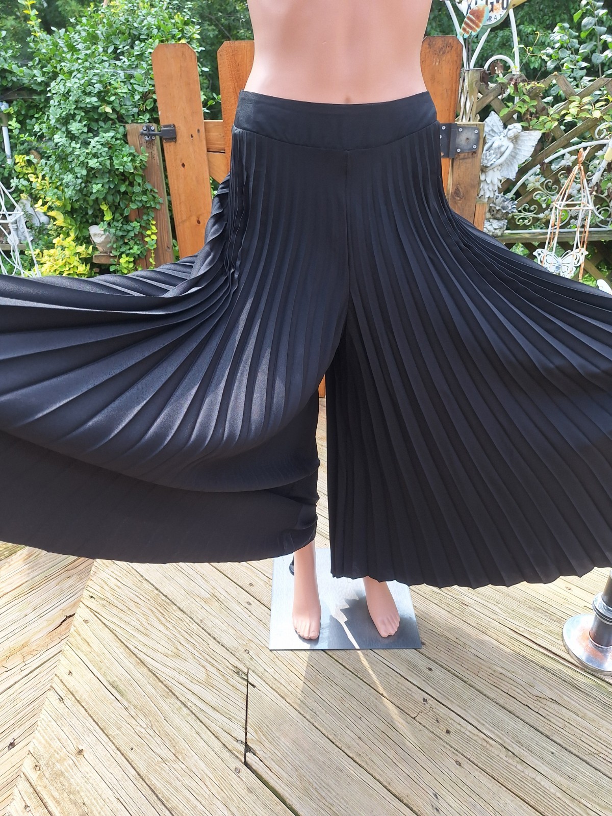 True VTG Mid-century Mod 1970s Accordion Knife Pleat Wide Leg Palazzo Pants S/M