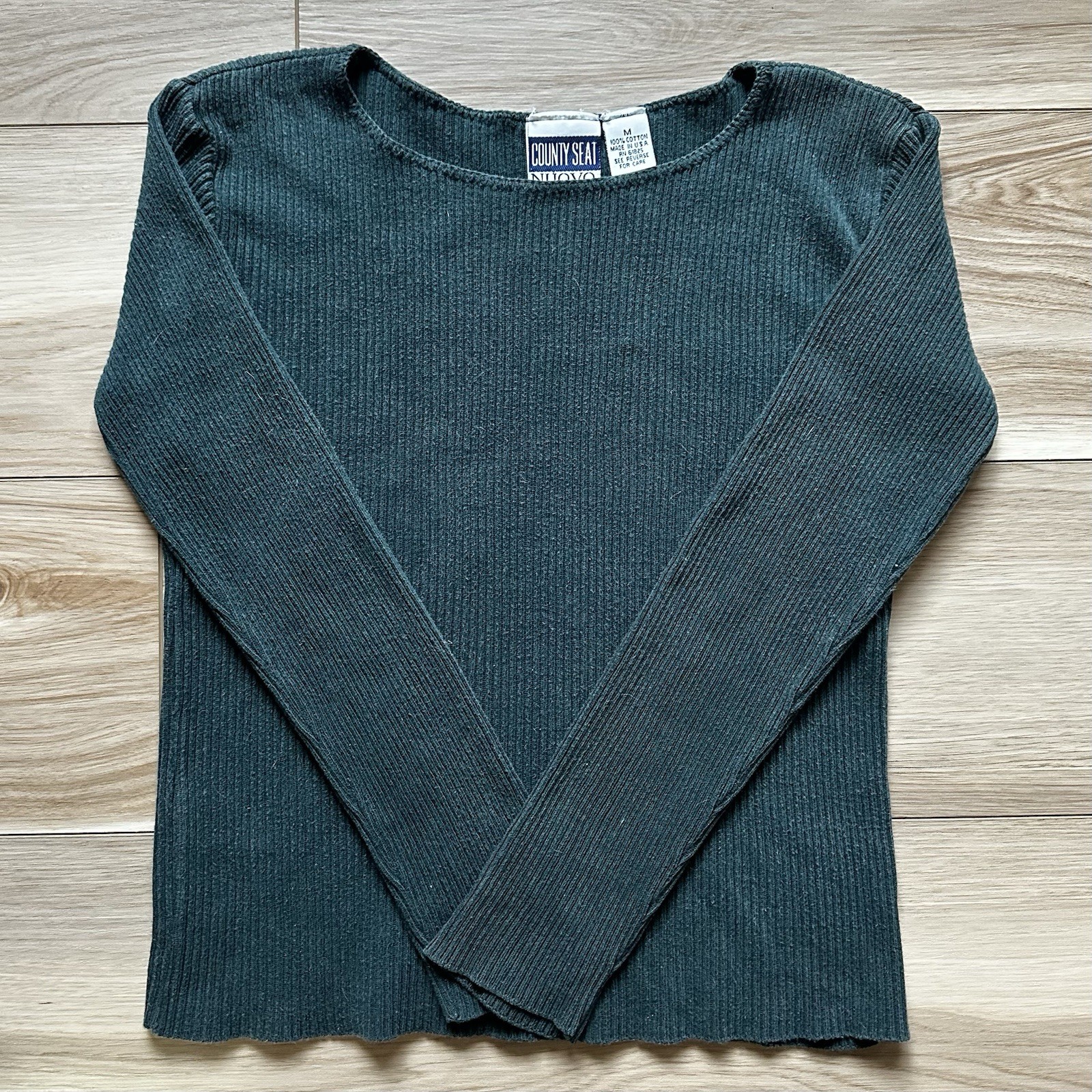 Nuovo County Seat Shirt Womens Medium Green Long Sleeve Vintage Top