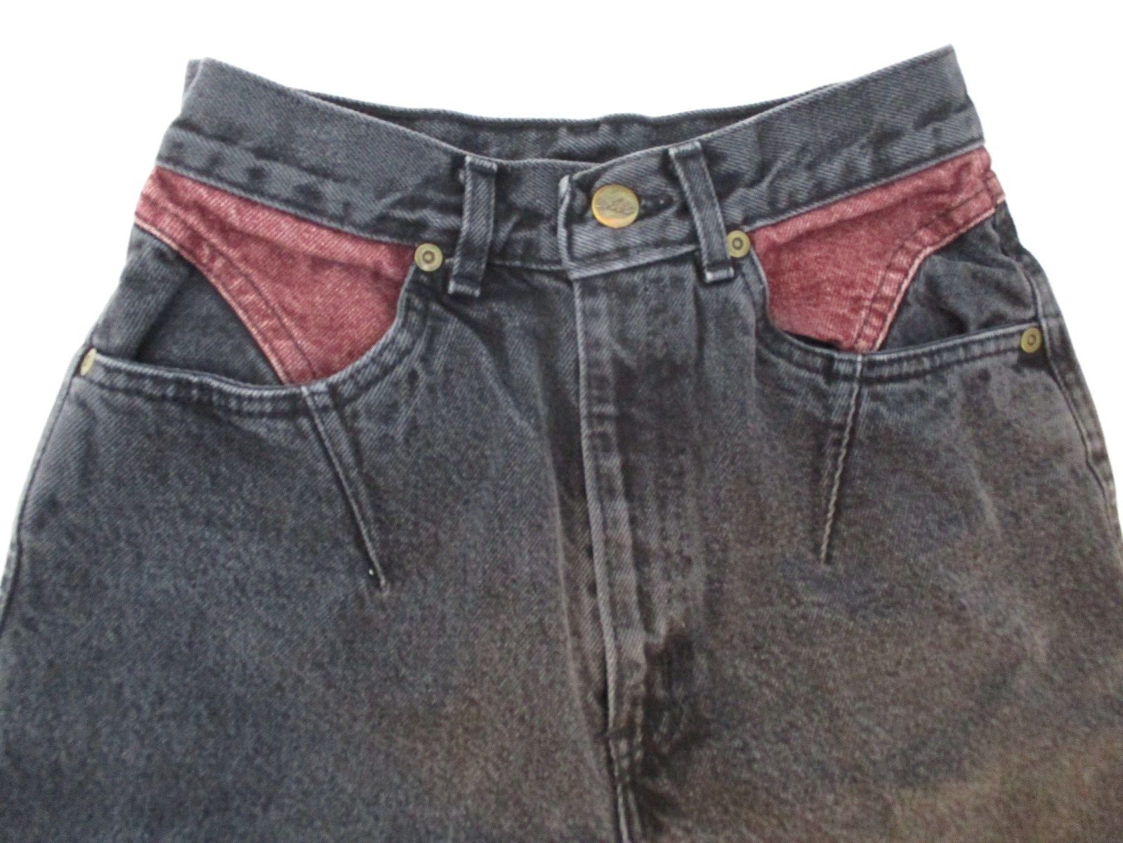 Vtg Chic Womens Juniors Jeans Black High Waist Mom Western sz 7 Cowgirl 24w USA