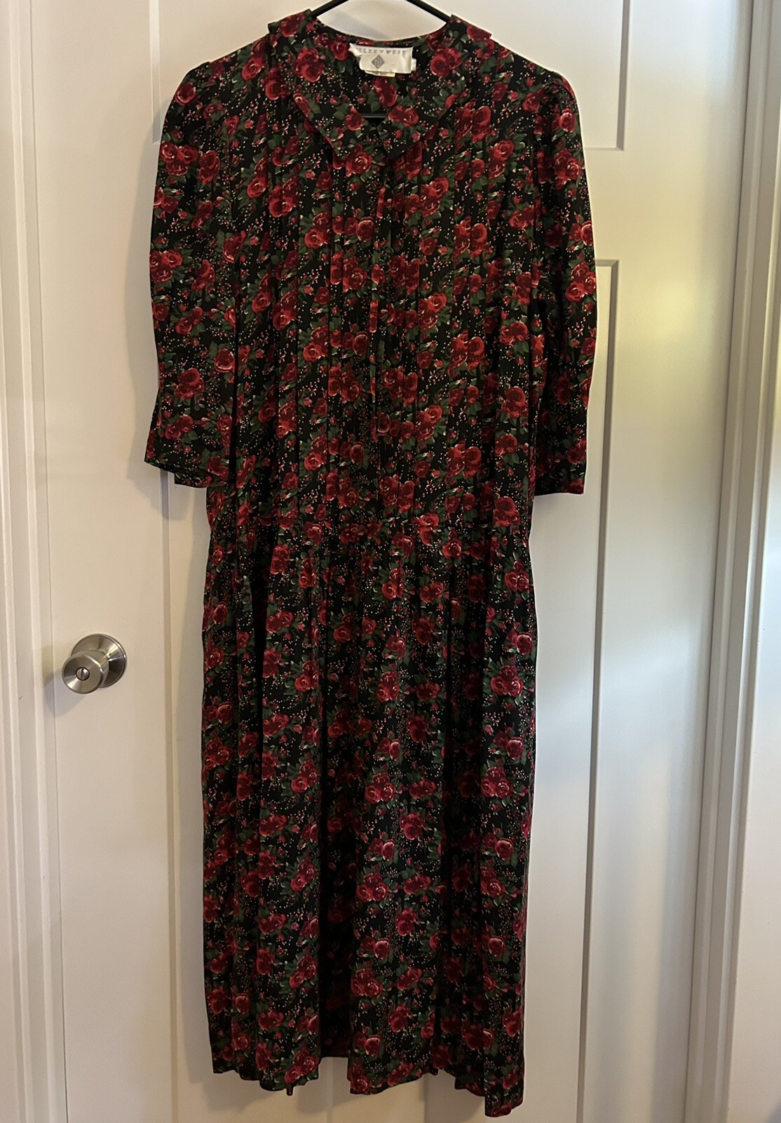 EILEEN WEST Rayon FLORAL Print Maxi Drop Waist Dress PRAIRIE CottageCore Sz 8