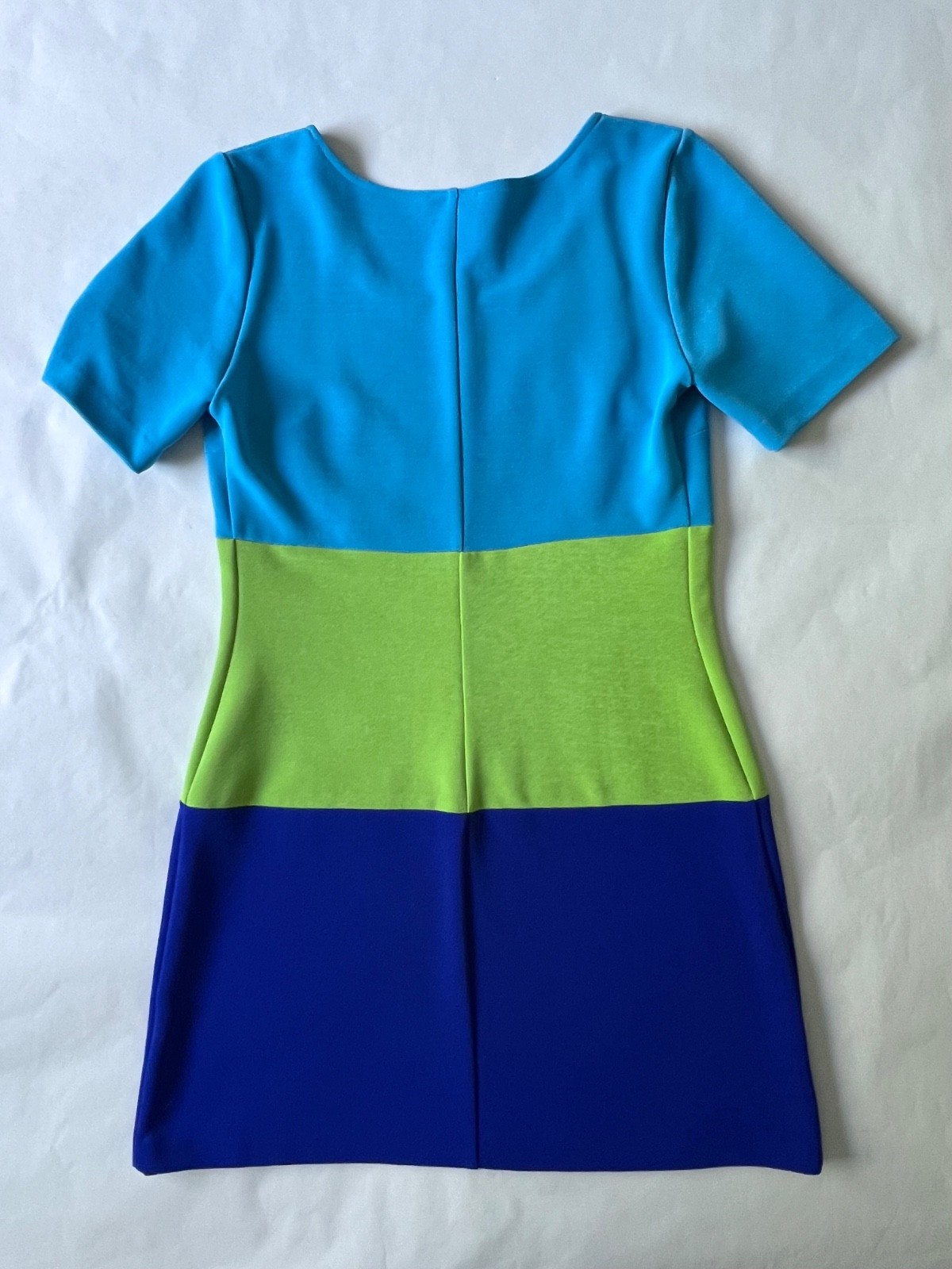 VTG 90’s Lane Misty Lane Blue Green Short Sleeve Color Block Bodycon Dress SZ 8