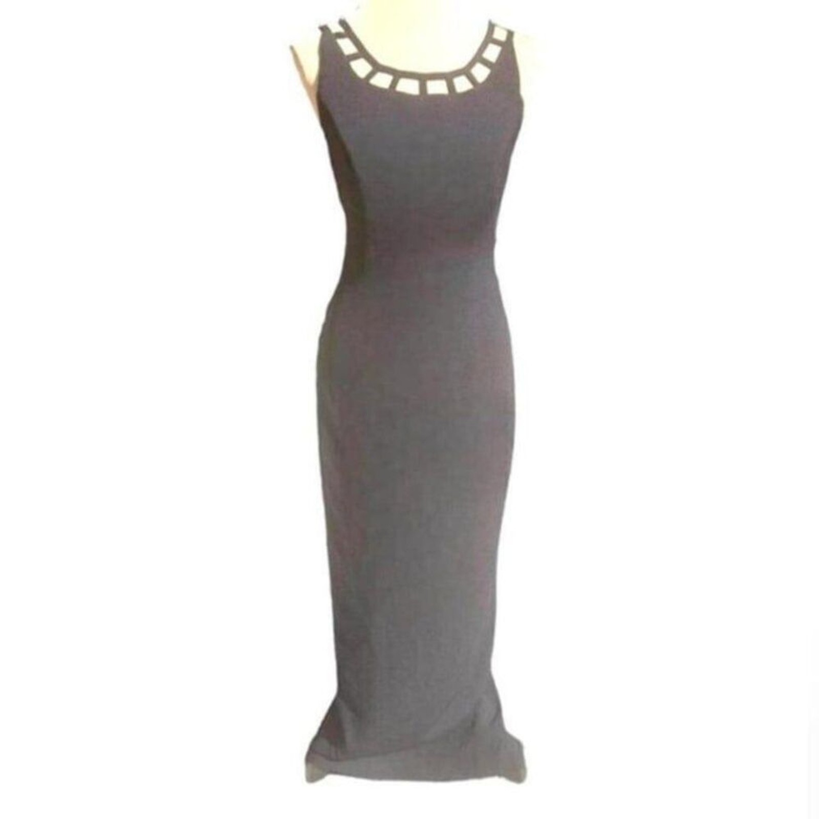 Vintage Rex Lester Black Cutout Maxi Column Gown Size 2