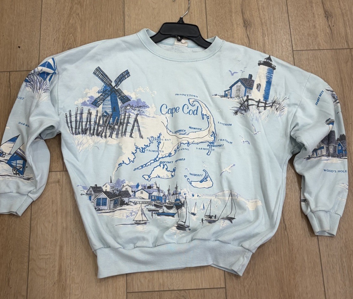 Vintage Coastal Grandmother Cape Cod All Over Print Sweatshirt Gorpcore 90’s