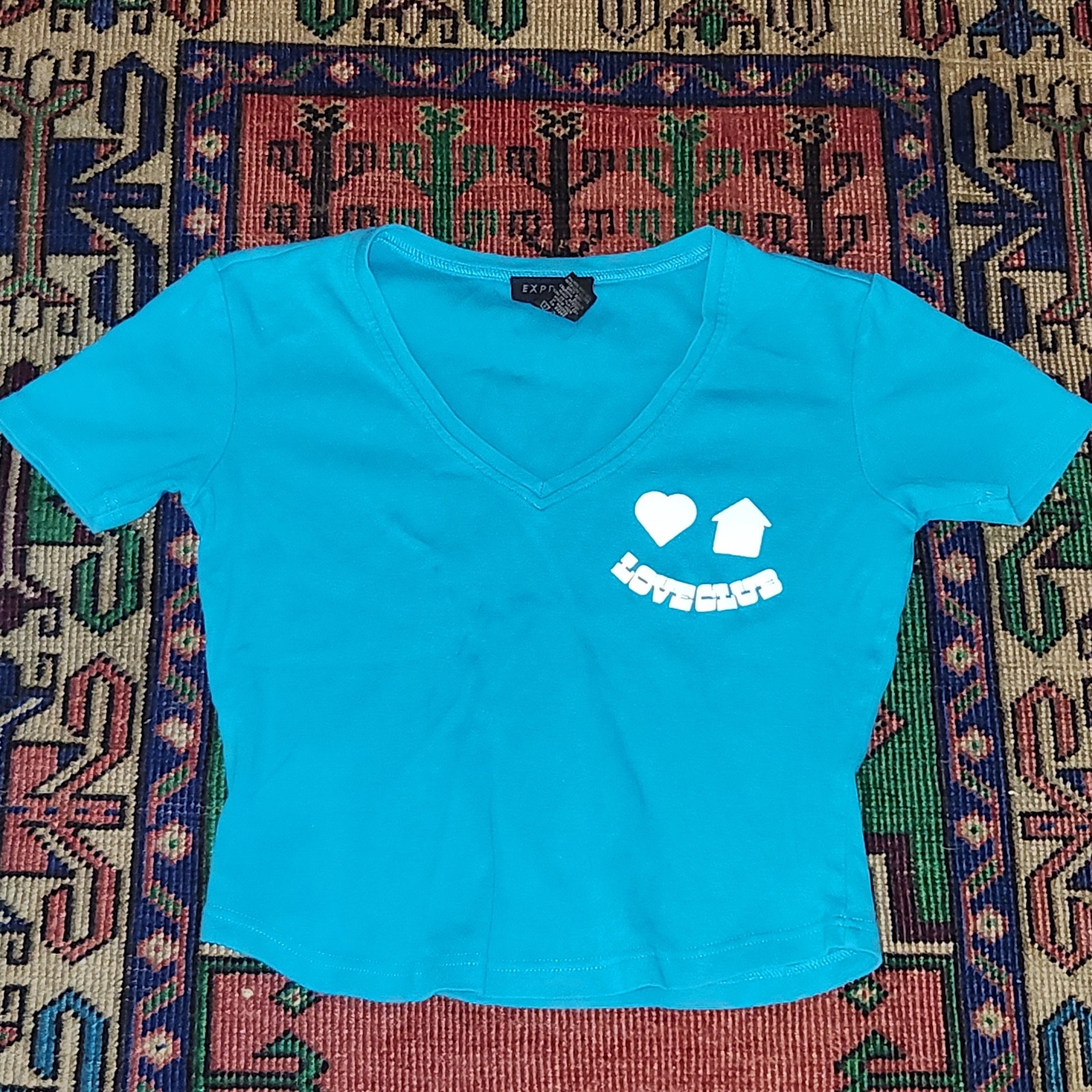 Vintage 1980s Compagnie Internationale EXPRESS T Shirt Love Club Cropped T
