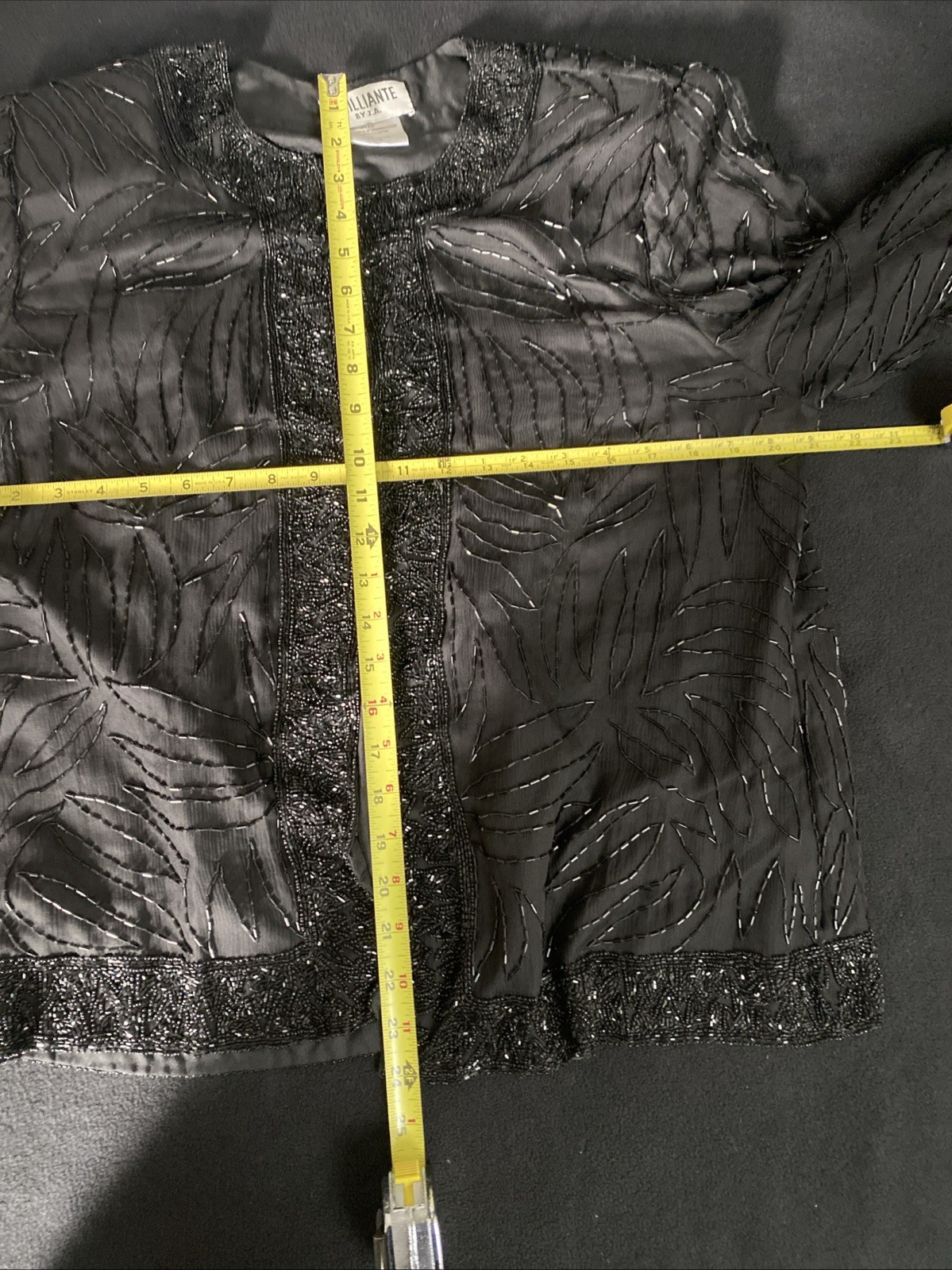 VTG 80s 90s BRILLIANTE BY J.A. SEQUIN & SILK BLACK JACKET TOP SIZE LARGE