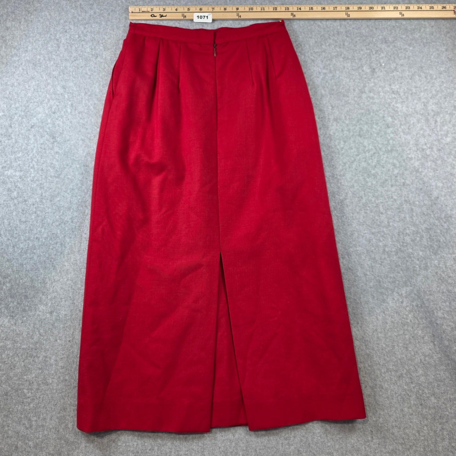 Vintage Burberrys Red Wool Midi Skirt Womens 8 High Waist Pleated Union Made USA