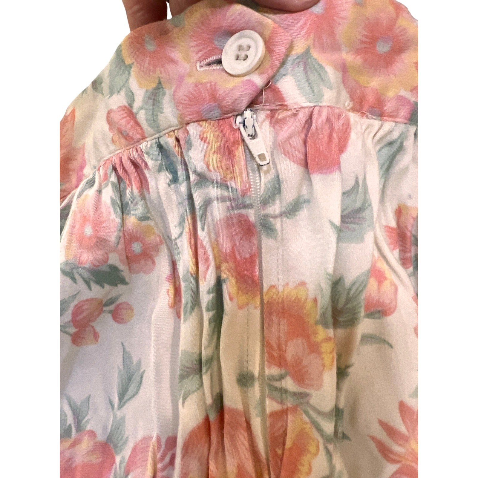 Counterparts Floral Midi Skirt Womens Petites Cream Peach Vintage Excellent