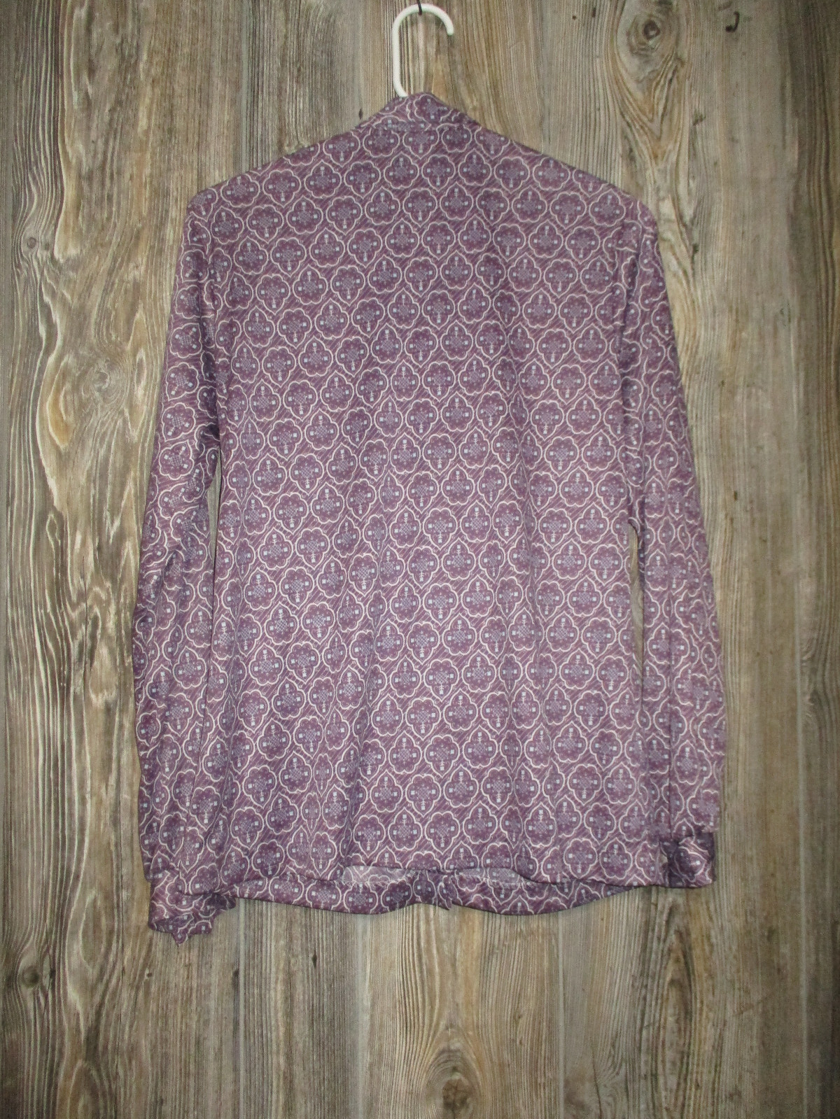 Vitg 80s Cape Cod Match Mates Purple Print Long Slv Top Size 14 Made in USA