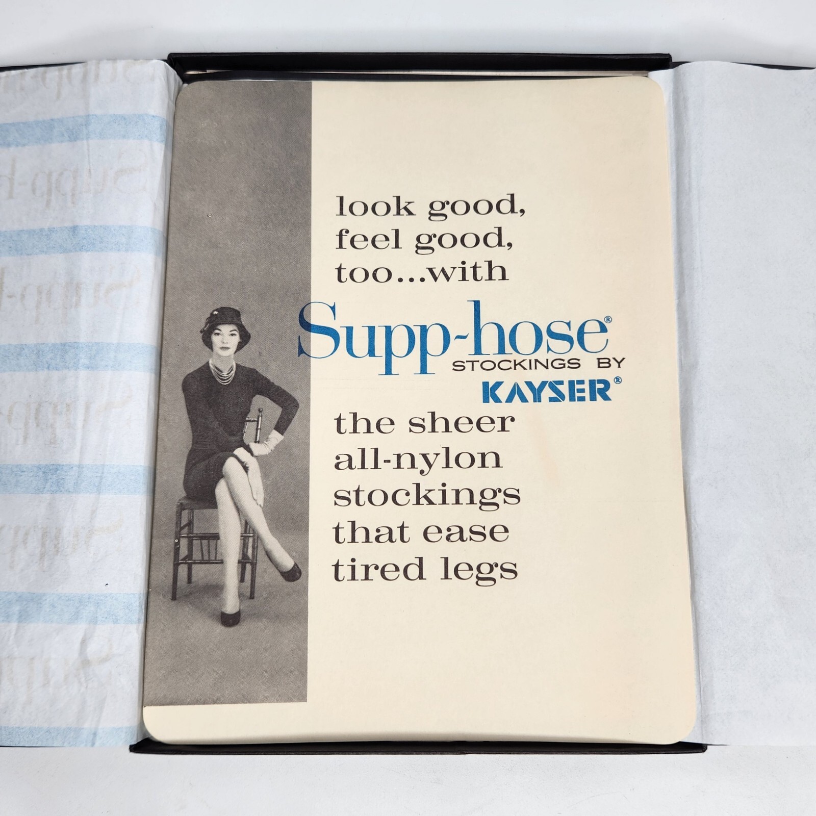 Vintage Supp-Hose Kayser Nylon Stockings Seamed Pantyhose Charm Regular 8.5-9.5M