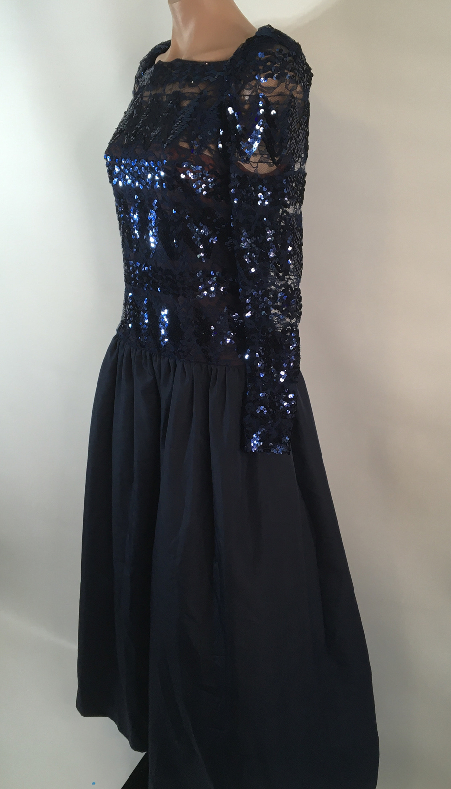 Vintage Neiman Marcus Lee Jordan NY Blue Sequined Women’s dress ILGWU Sz 12