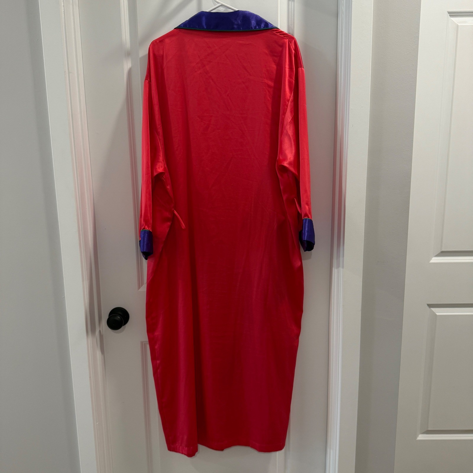 Vintage Victorias Secret Gold Label Red Purple Colorblock Satin Robe ML Long
