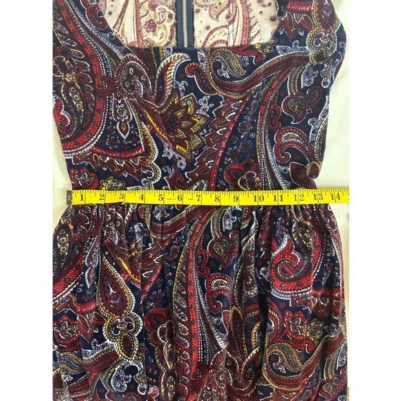 Vintage Bohemian Paisley Tapestry Maxi Dress Small Sleeveless 70s Aesthetic Red