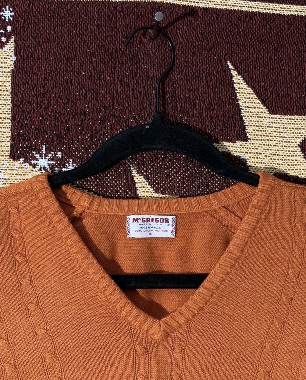 Vintage 60s Womens Mcgregor Orlon Acrylic Knit Sweater Size S USA MADE Orange