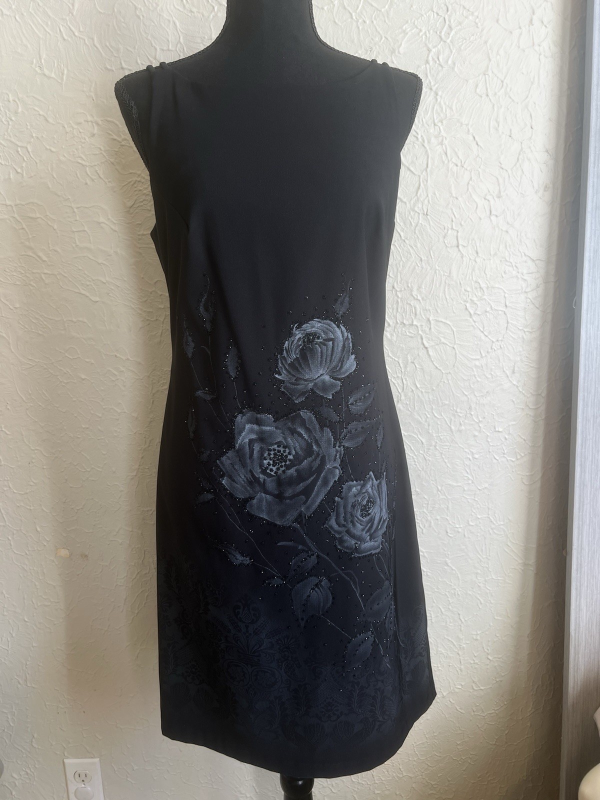 Vintage CDC Black Rose dress embellished square neck size 8 Y2K Grunge Goth