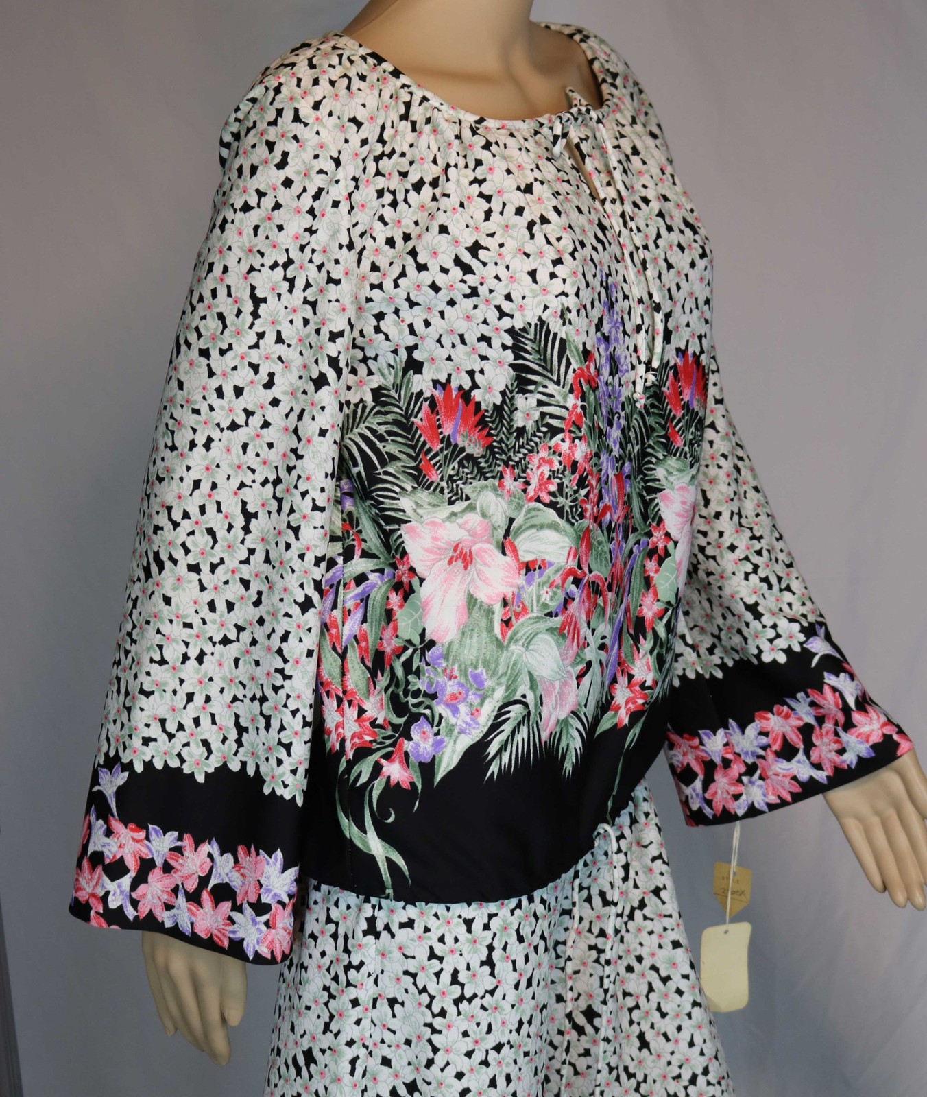 NWT Vintage Wide Leg Palazzo Pant Top Set Hawaiian Tropical Floral 1960s 70s 10