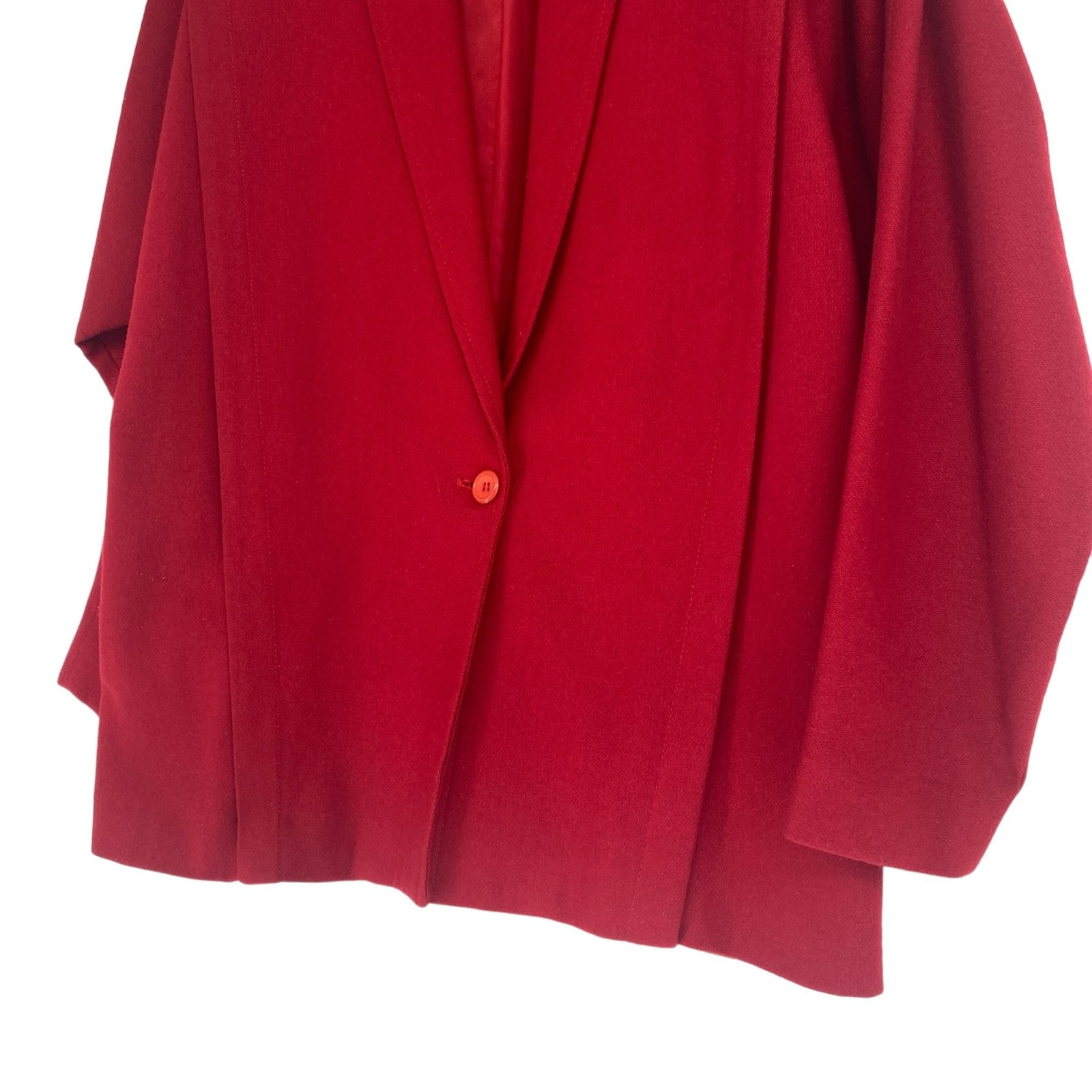 Vtg 80s Patty Woodard Wool Blazer Coat Red Dolman Sleeves Button Front City Chic
