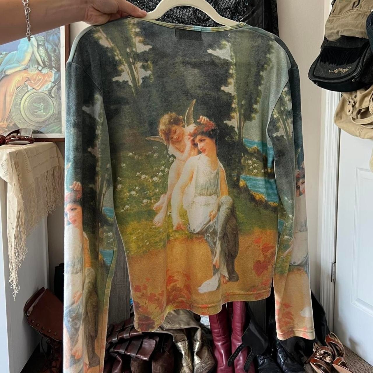 P&N Vintage 2000s Fairy All Over Print Long Sleeve Top Blue Fairycore Y2K M