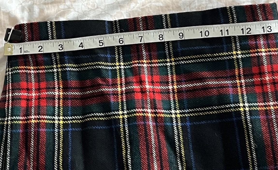 Vintage Wool Red Tartan Plaid Scottish Wrap Maxi Kilt Skirt Preppy 27” Waist