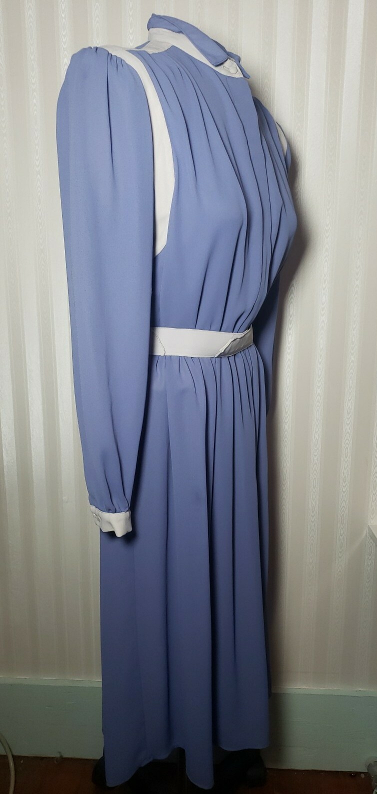 Vintage 80s L Rothschild Womens Sz 6 Periwinkle Secretary Dress Belted L/S NWT
