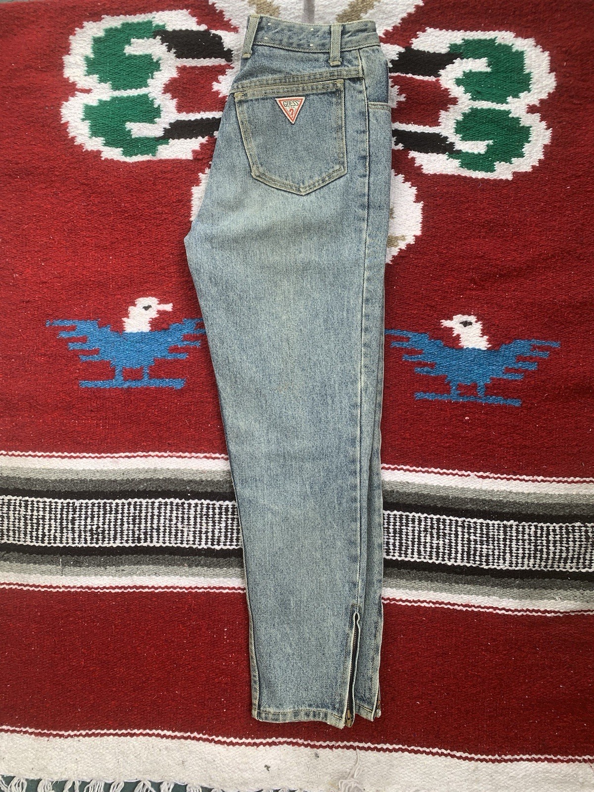 Vtg GUESS By Georges Marciano High Waist Ankle ZipLight Wash Denim Jeans Size 29
