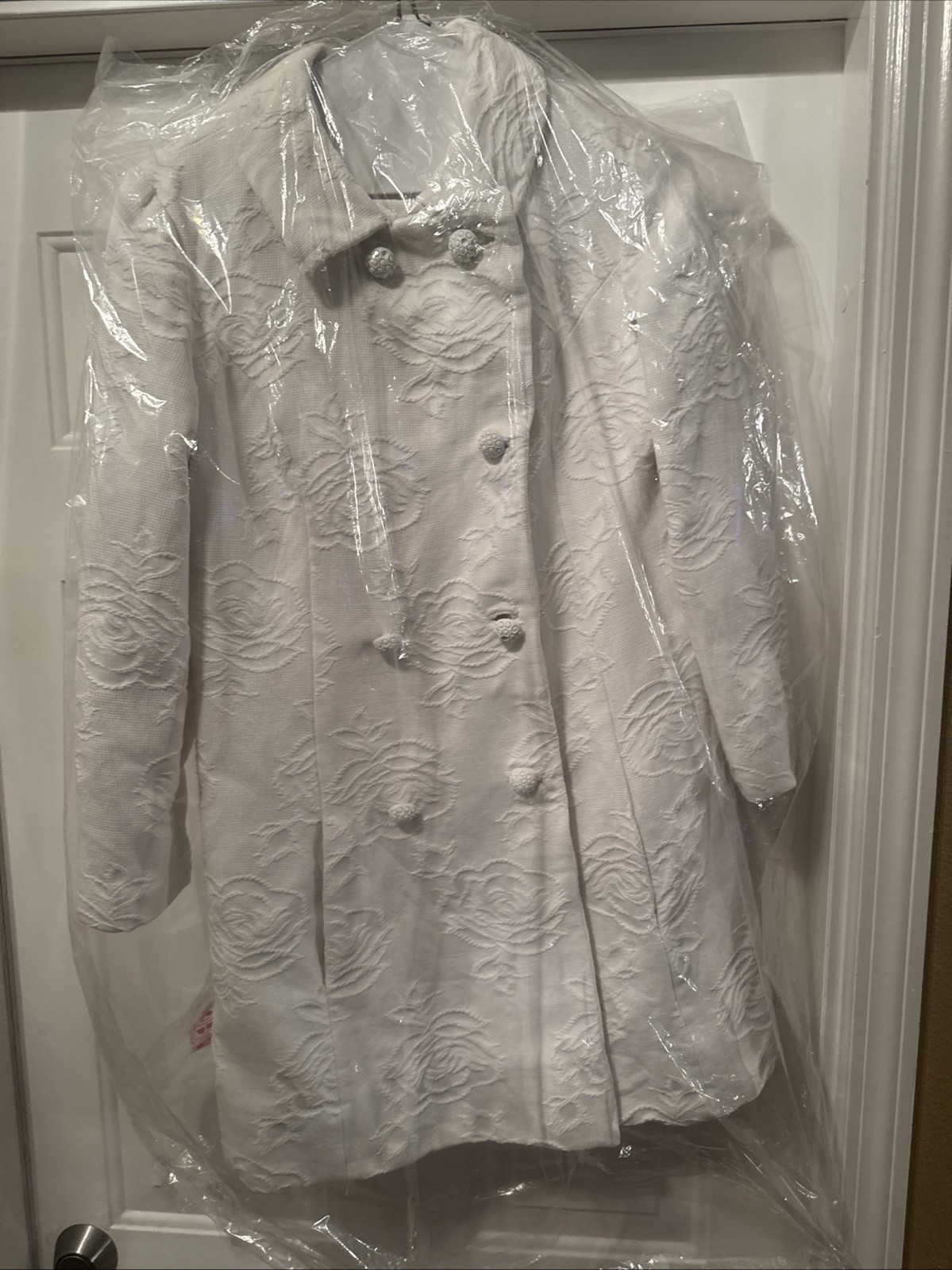Vintage Lillie Rubin Women’s White Swing Coat Dress Wild Buttons S/M?