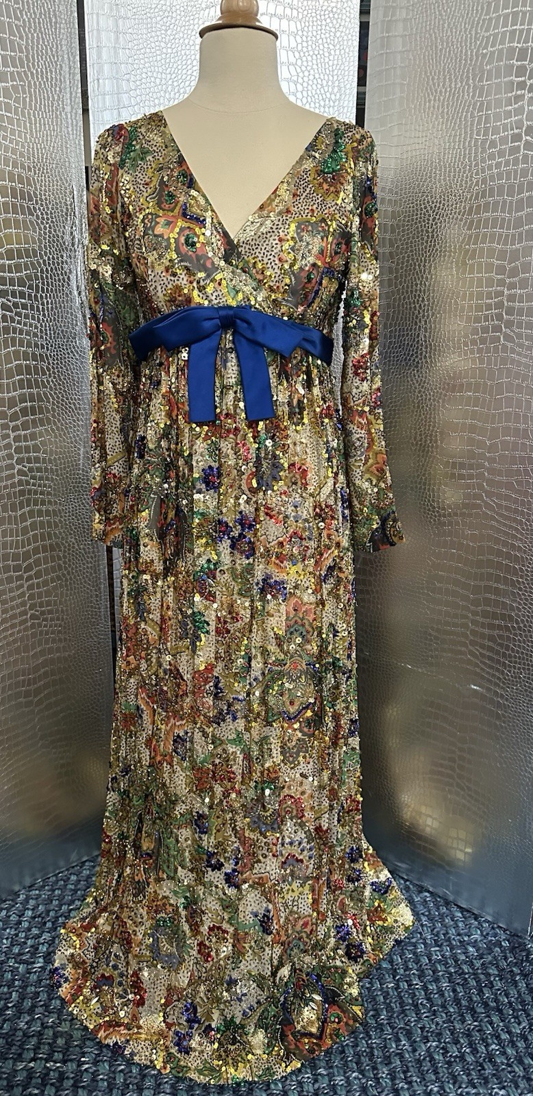 Vintage possible Sara Fredericks Multi-Color Beaded Evening Gown Palm Springs