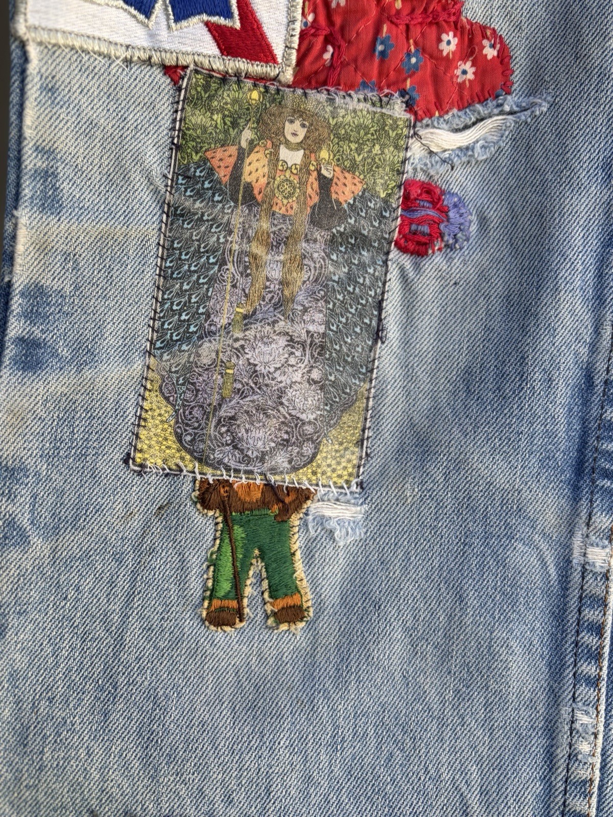 Vintage 1970s Levi Patchwork Denim Bohemian Hippie Jeans Glam Rocker 30×34