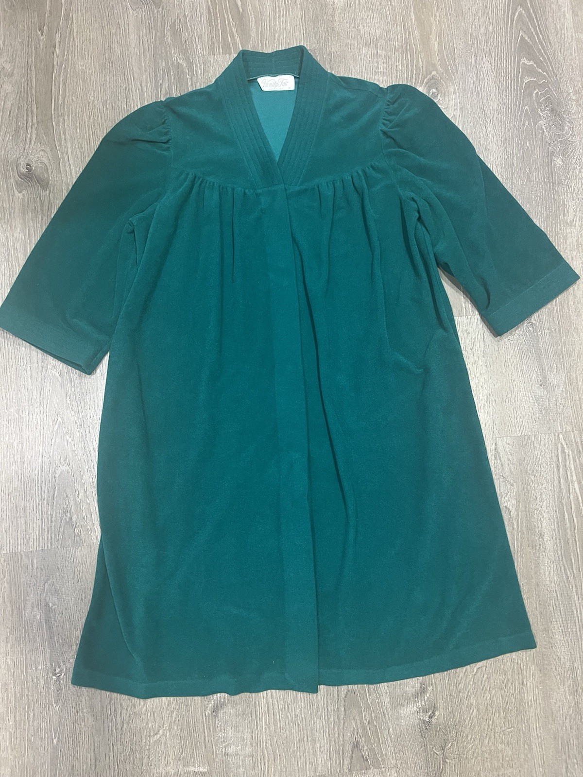 Vintage V-Neck Green Velveteen Lounge Robe Vanity Fair Size M