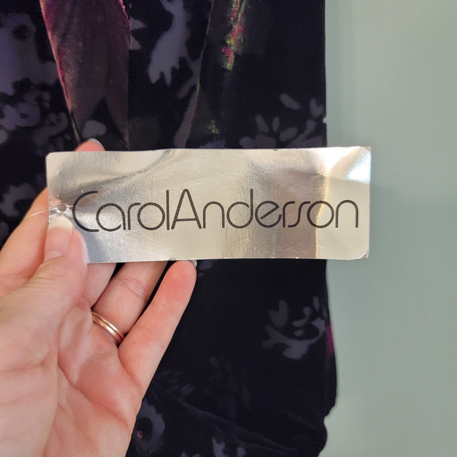 Vintage Carol Anderson Velvet Floral Black Dress with Jacket Size Large Petite