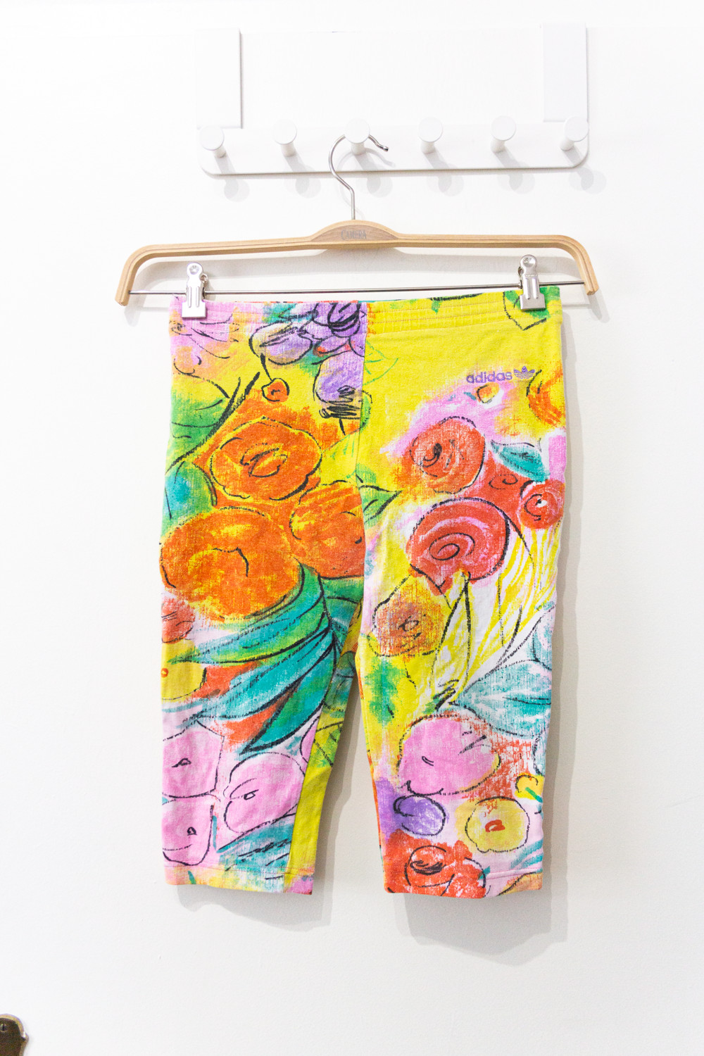 Vintage Adidas Originals 36 Cycling Shorts 90s Floral Yellow Floral Retro Adicolor
