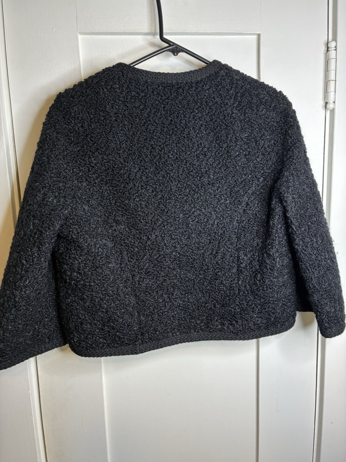 Vintage 1950’s Sandra Sage Black Boucle Wool Cropped/Bolero Jacket USA Women’s M