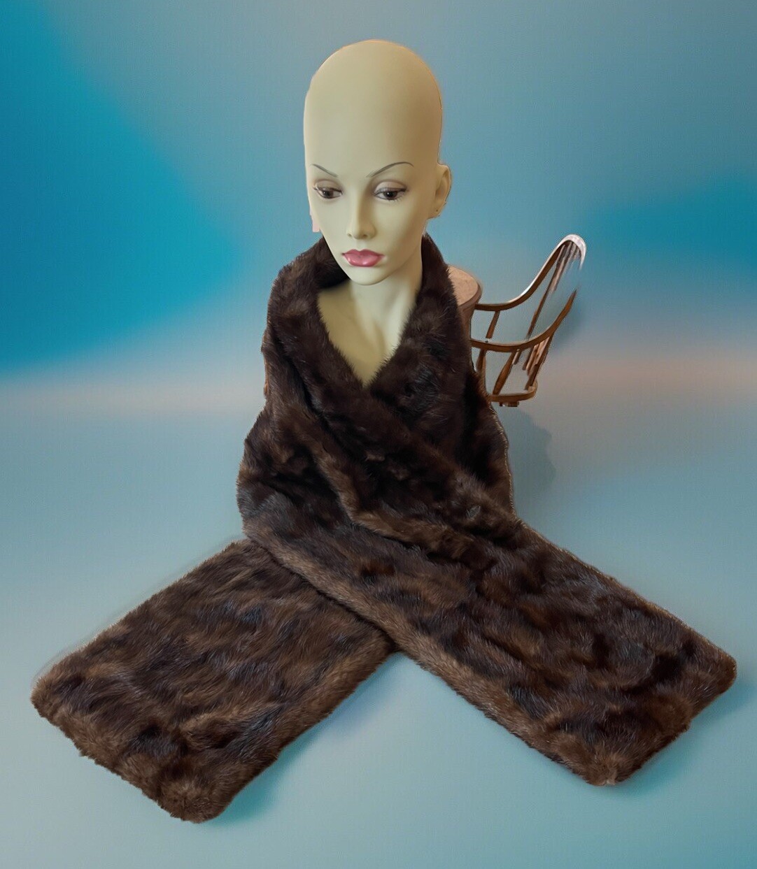 RARE VINTAGE MAHOGONY STRAIGHT MINK Straight Stole, 68” PELTA FURS, Signed