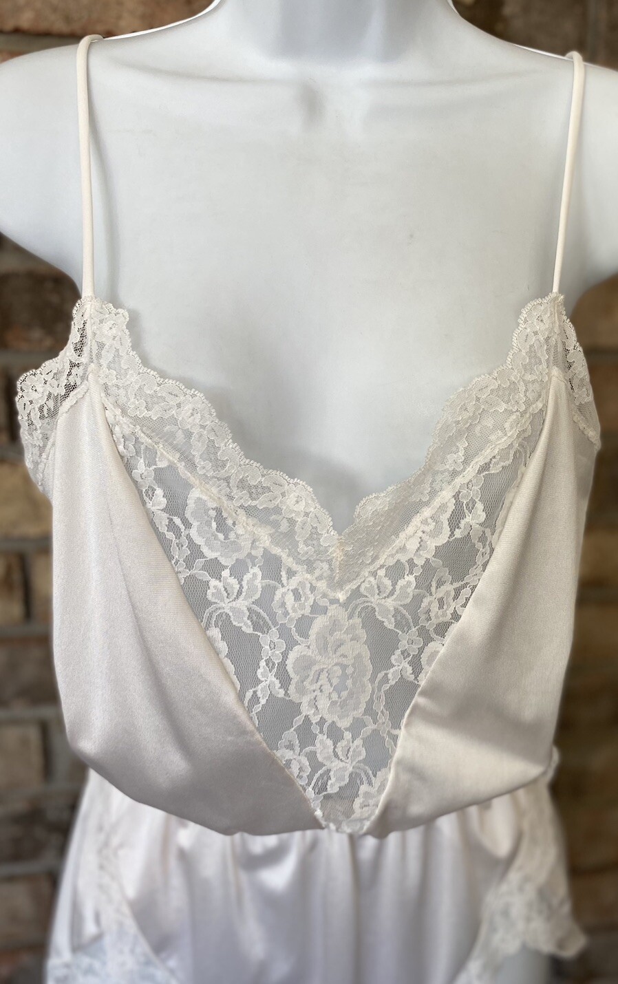 Vintage Nylon w/ Lace Lightest Pink Teddy Lingerie By Glydons Medium