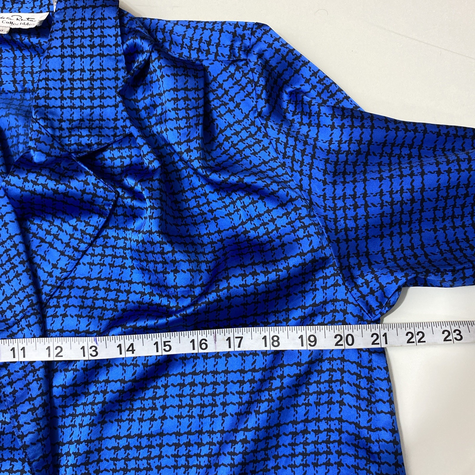 Vtg 90’s Oscar De La Renta Collectibles Collection Black & Blue Blouse Sz 10