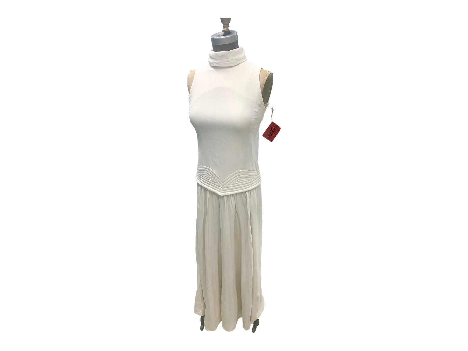 Vintage Mr Mort By Stan Herman Cream Sleeveless Maxi Dress NOS Small/ Med