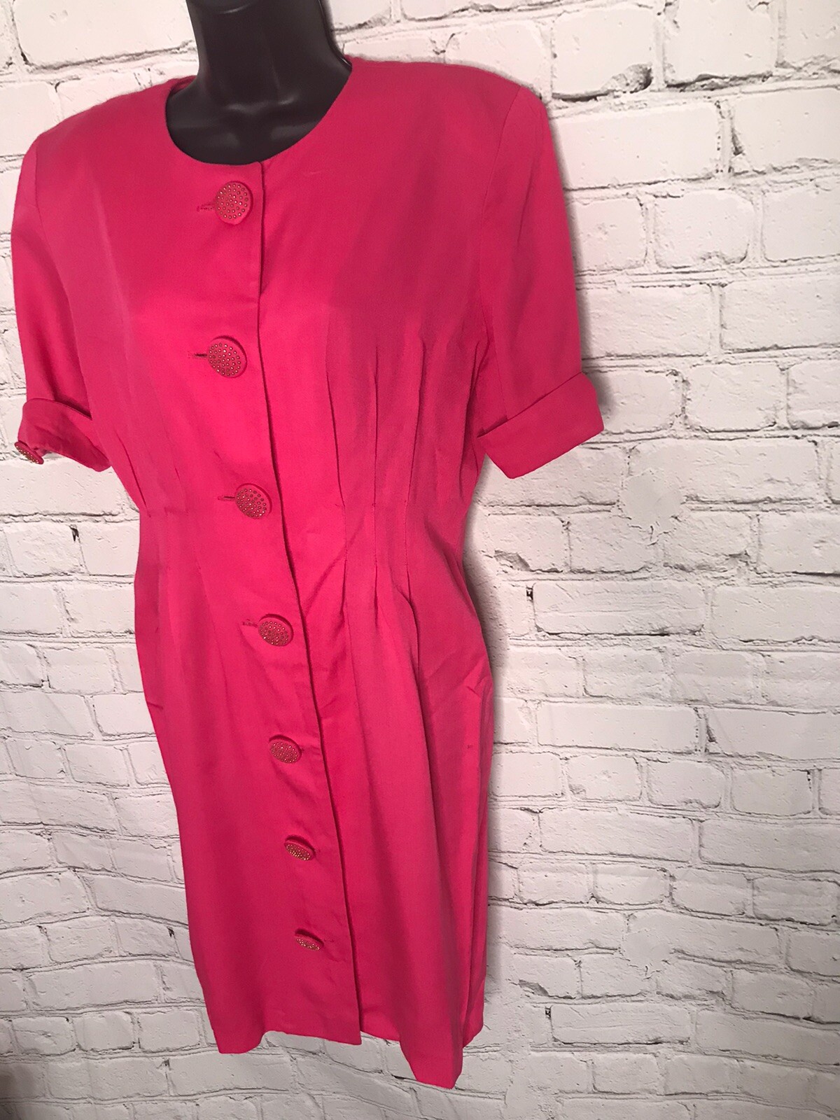 Vintage Irresistible By Sue Eng 1980s Button Down Pink Dress Size 7/8