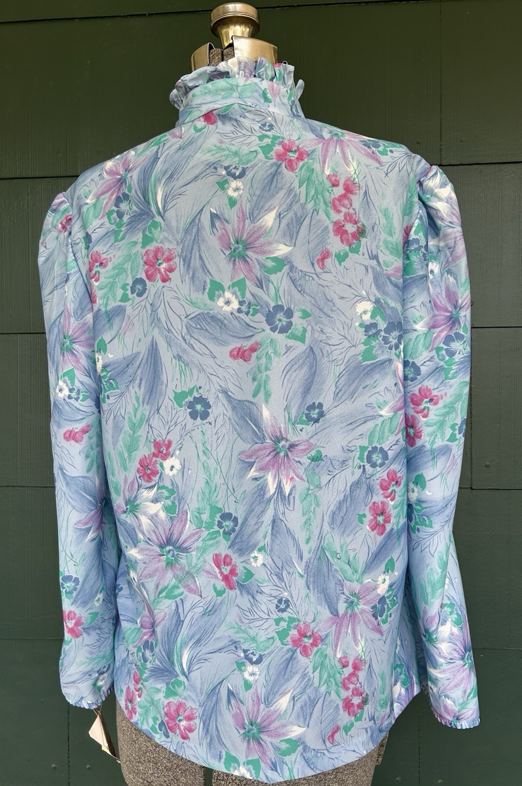 Vintage Deadstock 80s Blouse Size 38 Watercolor Floral Print Grandma Secretary