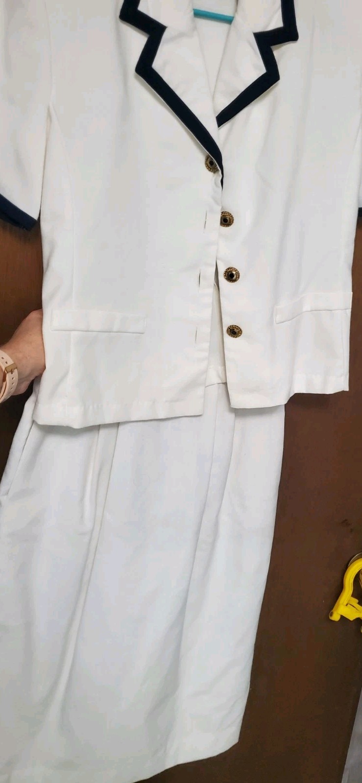 Vintage Suit Top Skirt Kathie Lee & Tanner Collection Womens Size 8 White