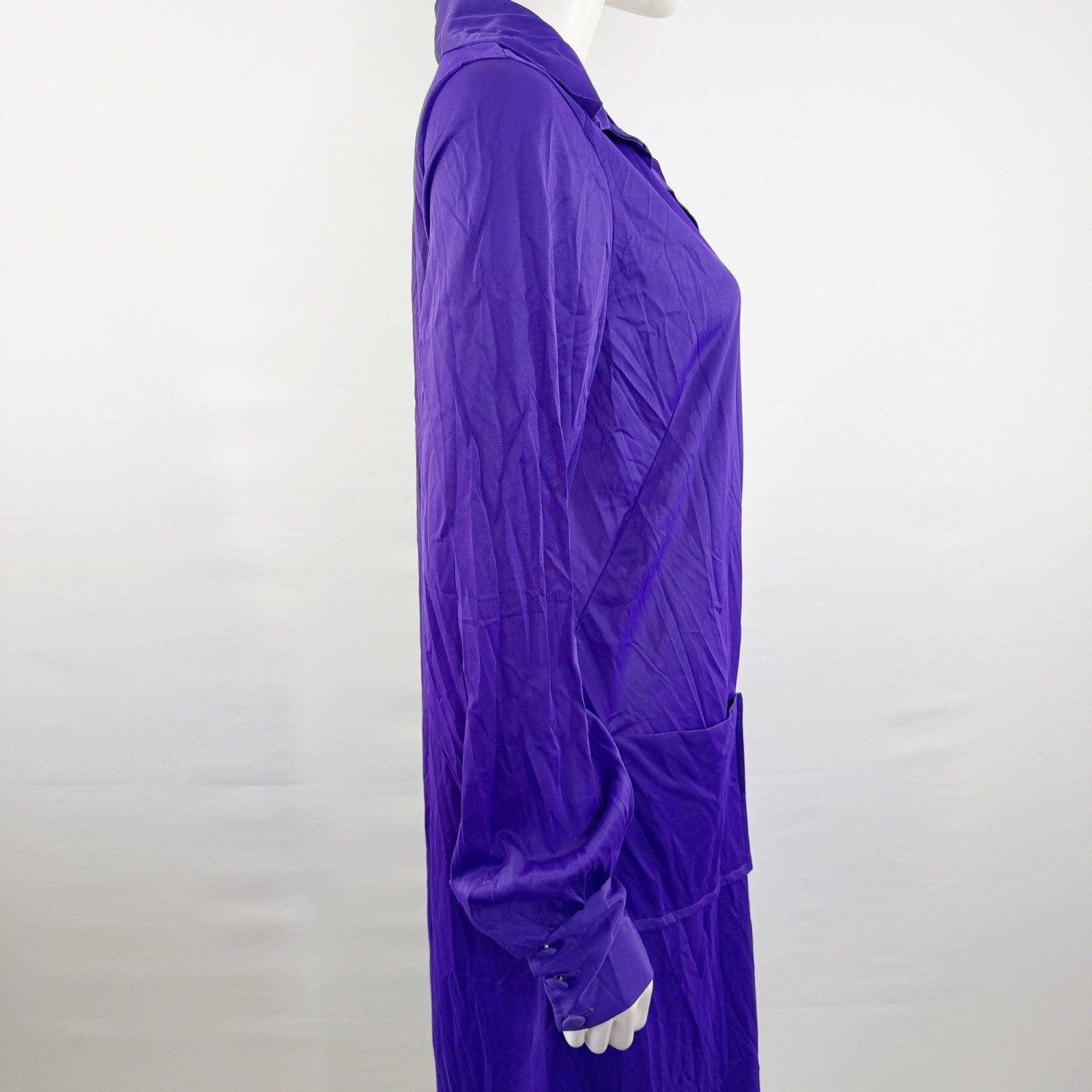 Vintage Le Voy’s Purple Shirt Maxi Dress Size M Casual Modest Classic Collared