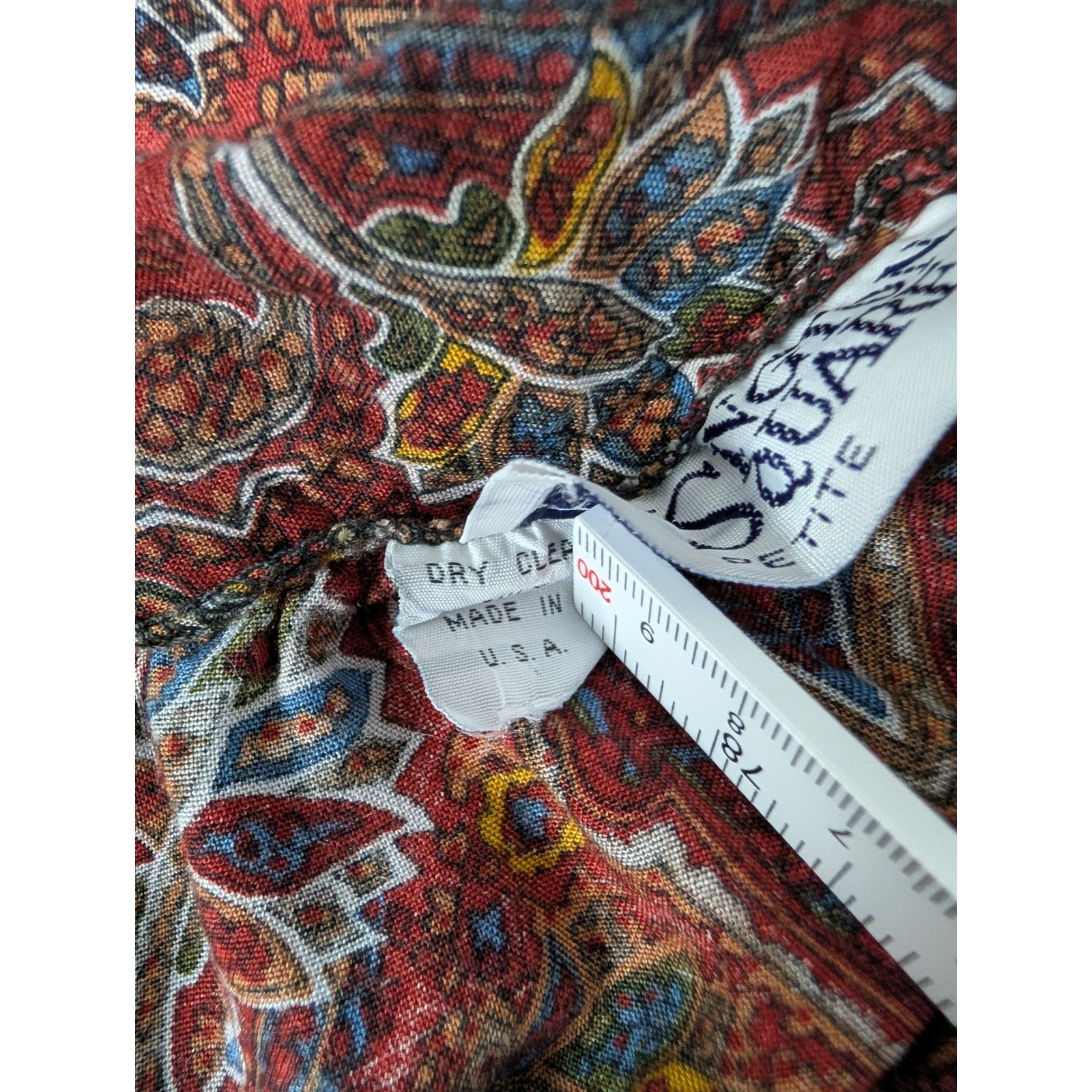 Vintage Kensington Square Paisley Skirt Petite Pleated Boho Midi Red Multicolor