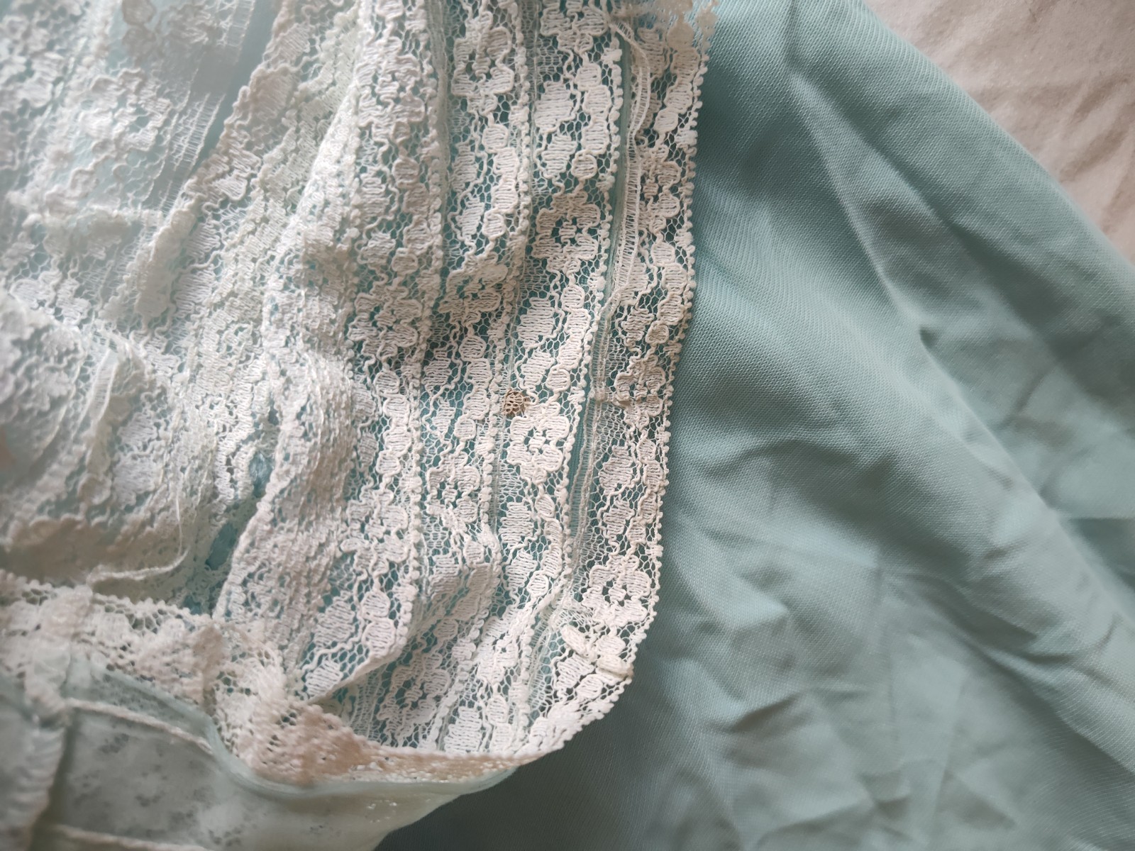 Vintage Teal And White Bloomers With Lace Accent