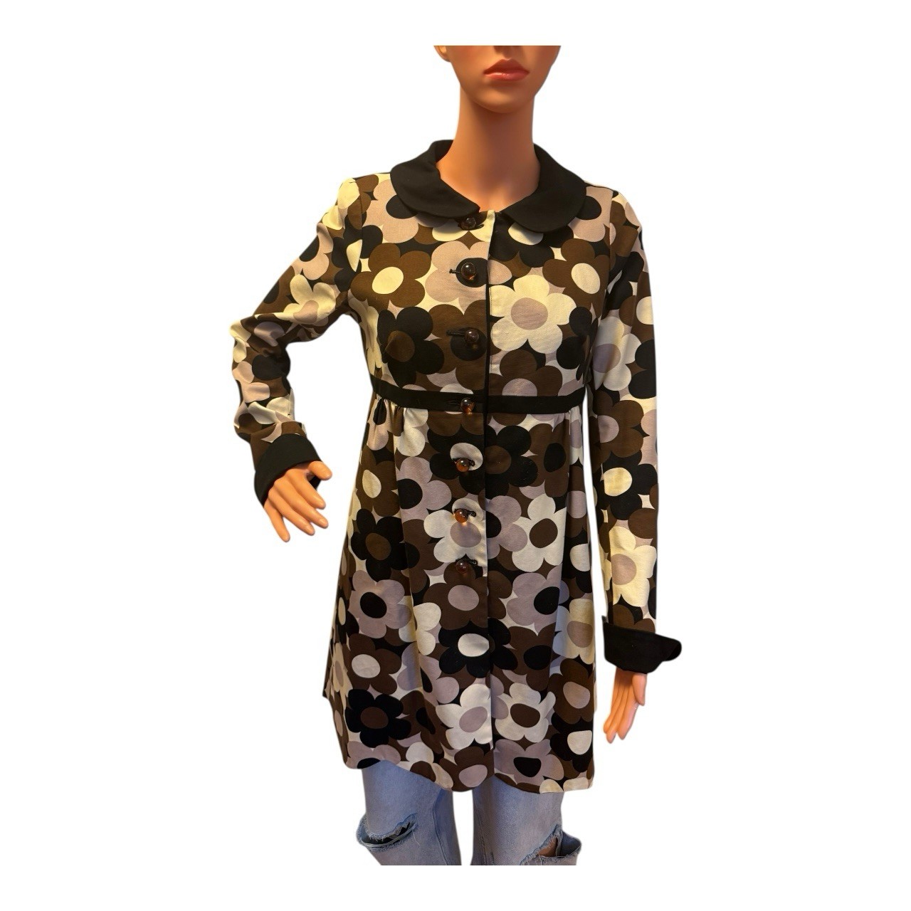 Vintage 60s Style Retro Floral Button-Up Coat Dress Women’s
