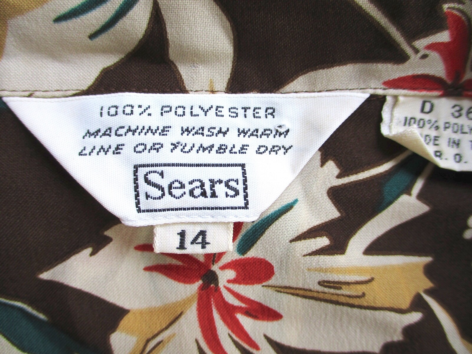 Vtg 70s brown gold lilly floral silky poly secretary blouse top lantern slvs 14