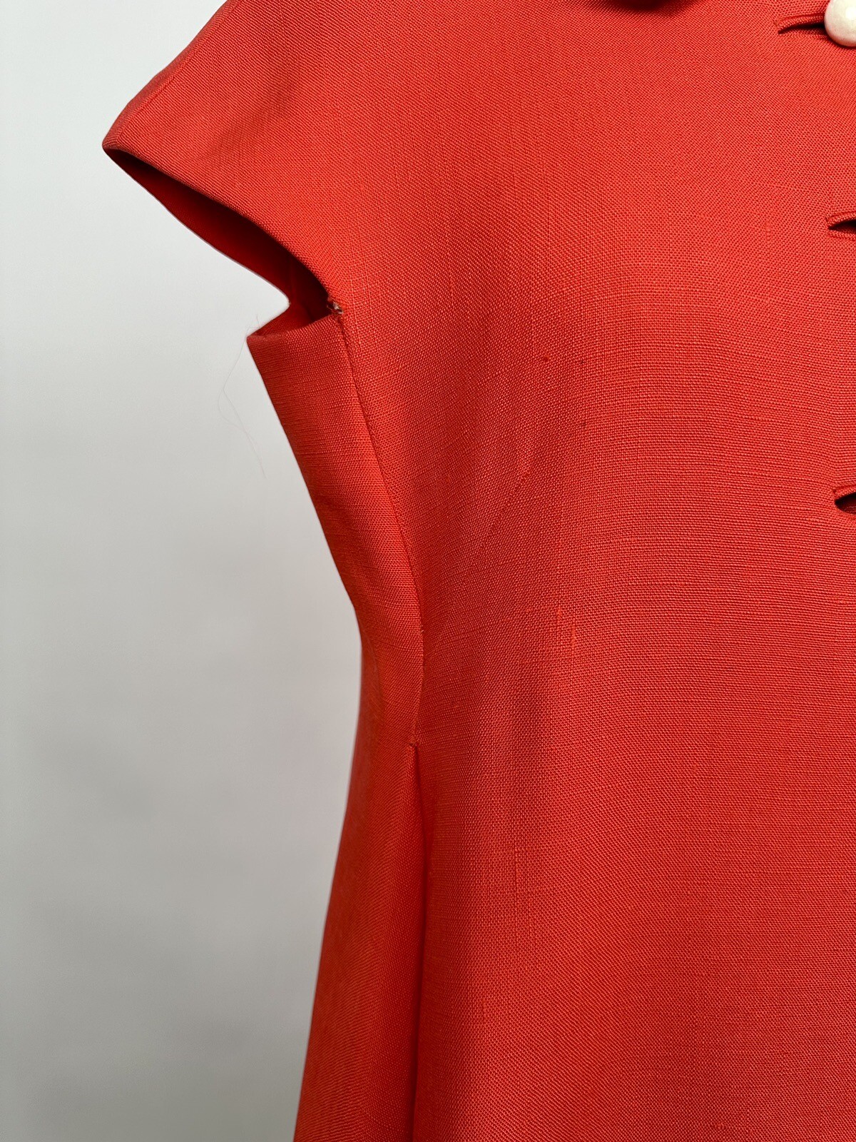 Vintage 1960s Geoffrey Beene orange Red Linen Dress Mod GoGo As Is 60s Designer